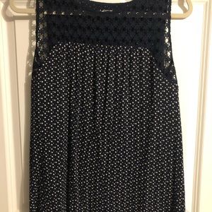 LOFT Navy Tank with Lace Top